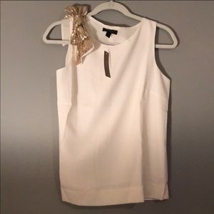 BNWT! White tank blouse with gold bow